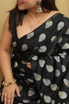 Exquisite Black Banarasi Silk Sona Roopa Saree: Timeless Elegance - Luxurion World