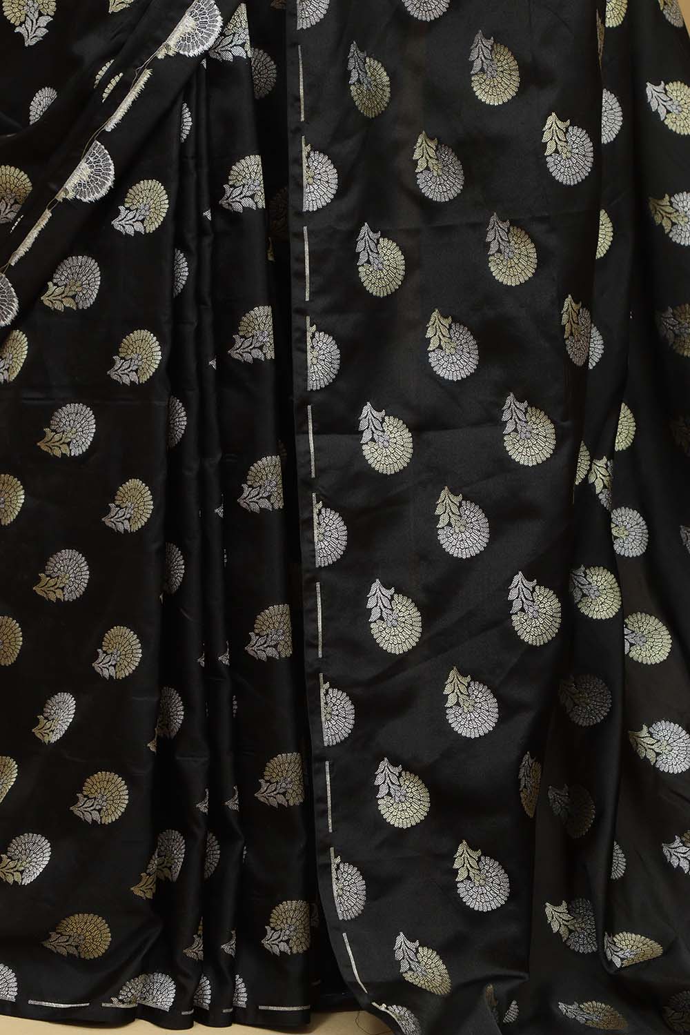 Exquisite Black Banarasi Silk Sona Roopa Saree: Timeless Elegance - Luxurion World