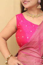Pink Plain Tissue Katan Silk Saree - Luxurion World
