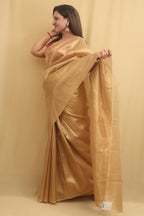 Golden Plain Tissue Saree - Luxurion World