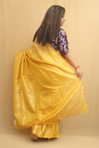 Yellow Plain Tissue Saree - Luxurion World