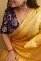 Yellow Plain Tissue Saree - Luxurion World