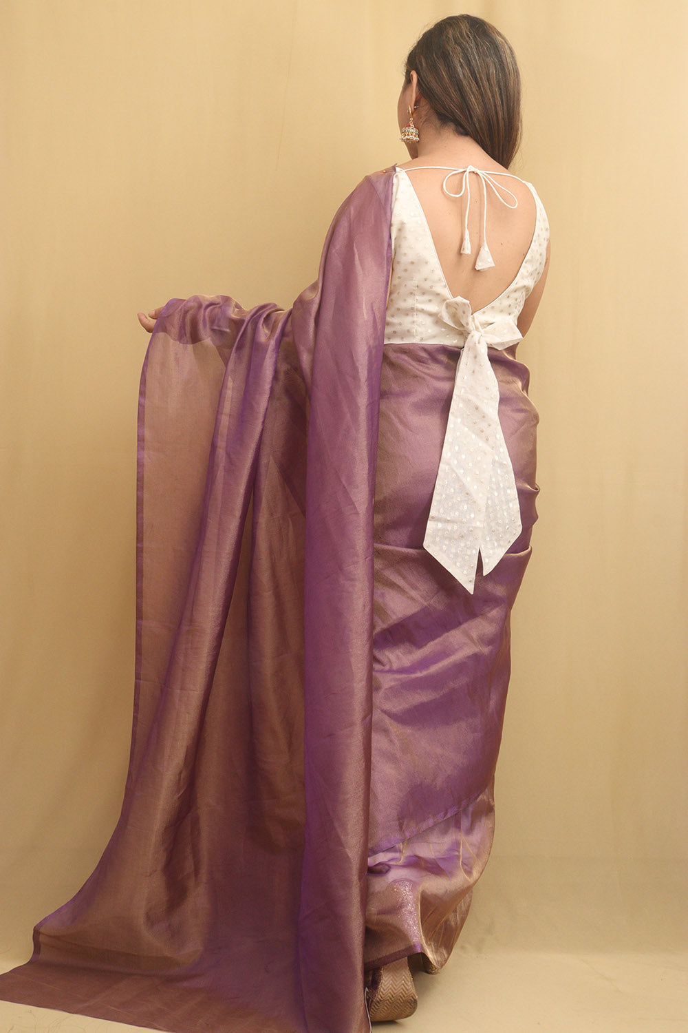 Purple Plain Tissue Saree - Luxurion World