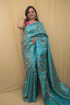 Elegant Blue Banarasi Silk Tanchui Jamawar Saree - Luxurion World