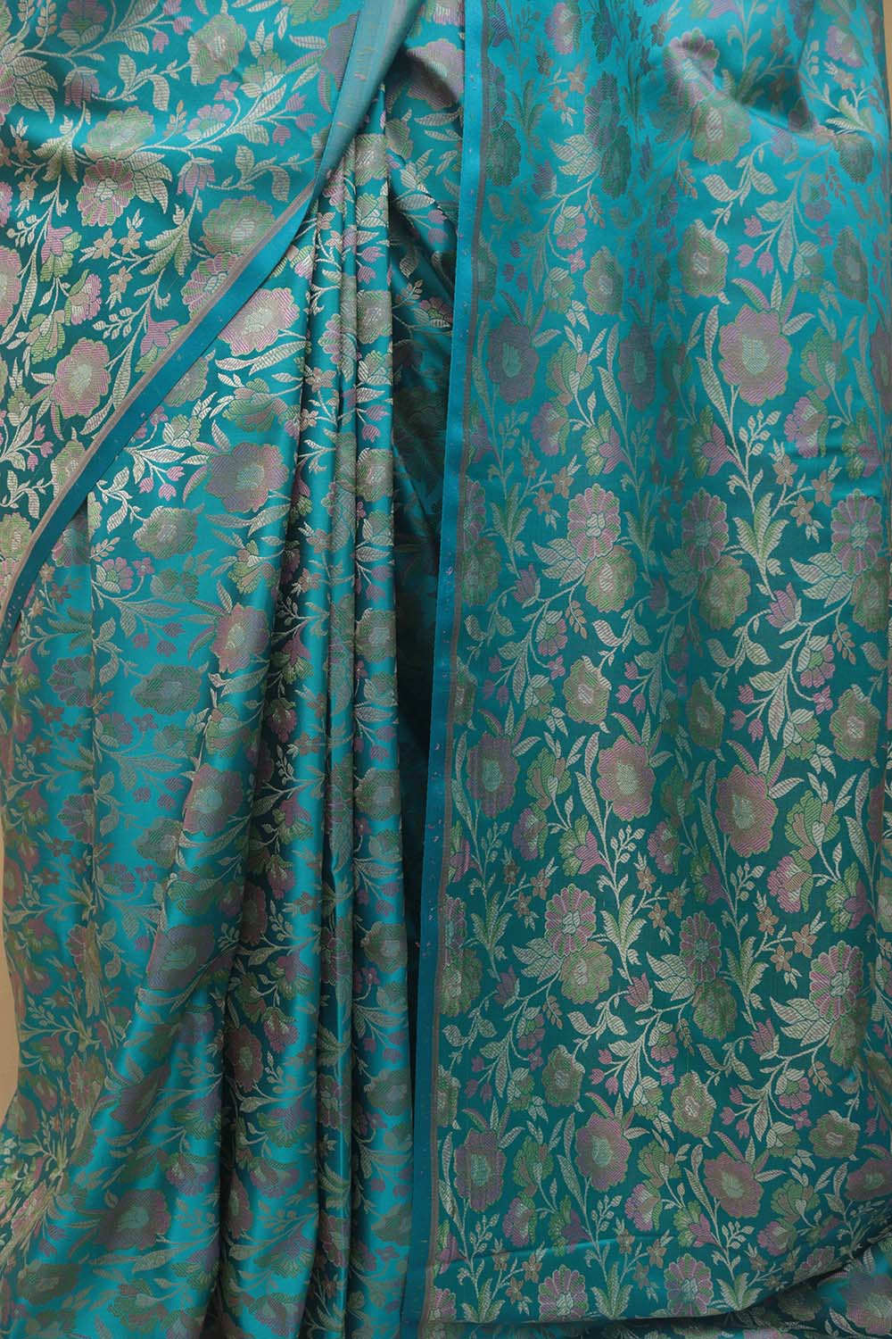 Elegant Blue Banarasi Silk Tanchui Jamawar Saree - Luxurion World