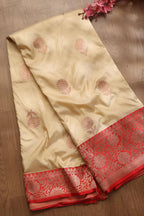 Elegant Pastel Banarasi Handloom Pure Katan Silk Saree - Luxurion World