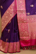 Exquisite Purple Banarasi Handloom Pure Katan Silk Saree - Luxurion World