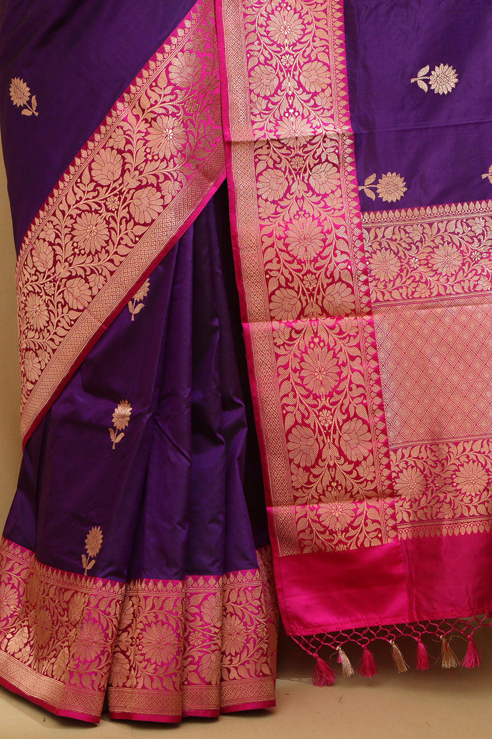 Exquisite Purple Banarasi Handloom Pure Katan Silk Saree - Luxurion World