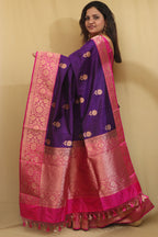 Exquisite Purple Banarasi Handloom Pure Katan Silk Saree - Luxurion World