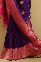 Exquisite Purple Banarasi Handloom Pure Katan Silk Saree - Luxurion World