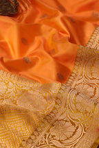 Elegant Orange Banarasi Silk Saree - Handloom Pure Katan - Luxurion World