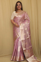Exquisite Purple Banarasi Tissue Silk Saree - Luxurion World