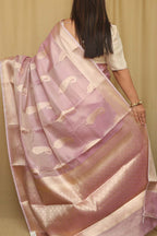 Exquisite Purple Banarasi Tissue Silk Saree - Luxurion World