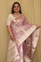 Exquisite Purple Banarasi Tissue Silk Saree - Luxurion World