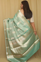 Emerald Elegance: Green Banarasi Tissue Silk Saree - Luxurion World