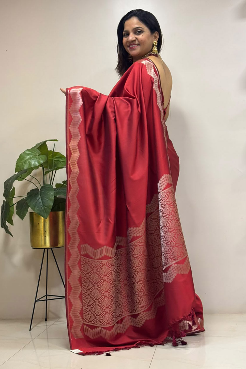 Maroon Banarasi Soft Silk Saree