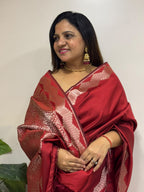 Maroon Banarasi Soft Silk Saree