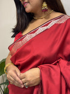 Maroon Banarasi Soft Silk Saree