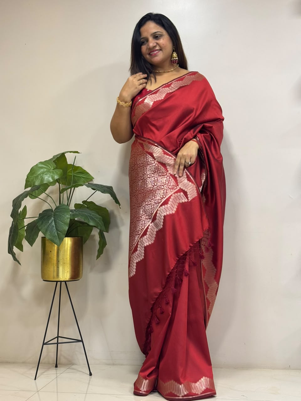 Maroon Banarasi Soft Silk Saree