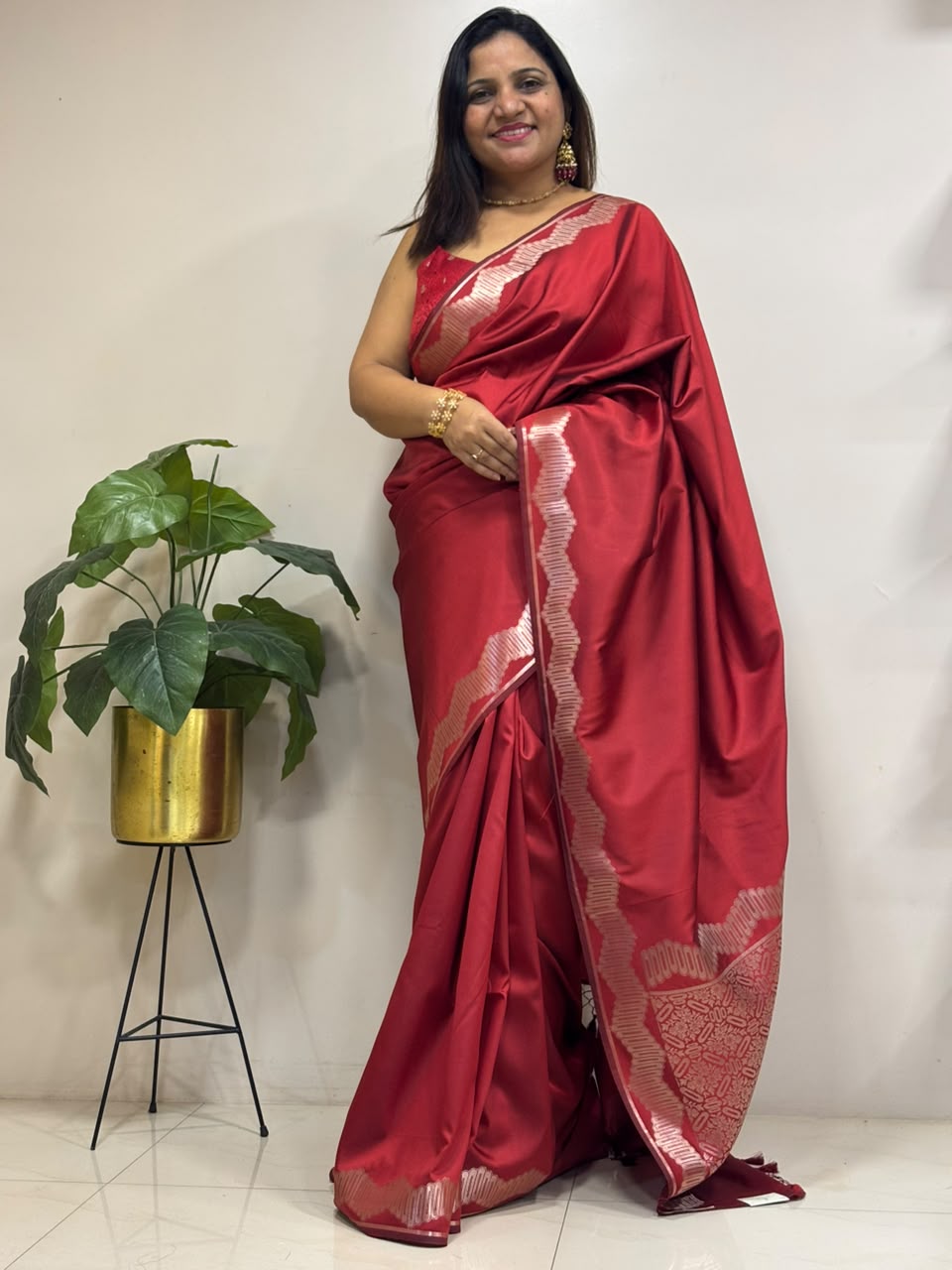 Maroon Banarasi Soft Silk Saree
