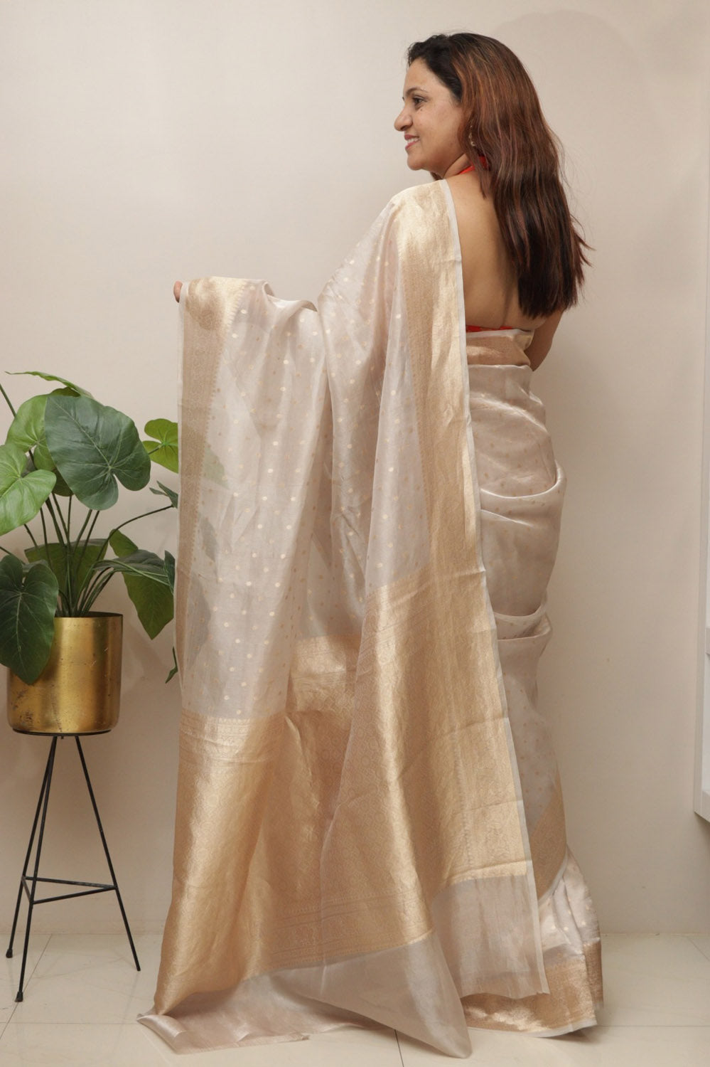 Dyeable Pure Tissue Silk Handloom Banarasi Saree - Luxurion World