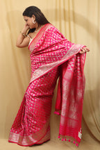 Stunning Pink Banarasi Silk Saree - Elegant and Timeless - Luxurion World