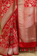 Stunning Red Banarasi Silk Saree - Elegant and Timeless - Luxurion World