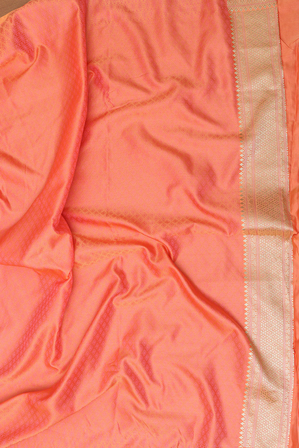 Vibrant Orange & Red Banarasi Silk Saree - Luxurion World