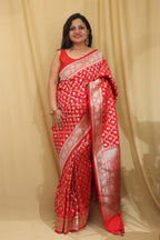 Stunning Red Banarasi Silk Saree - Perfect for Any Occasion - Luxurion World