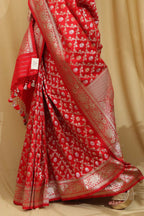Stunning Red Banarasi Silk Saree - Perfect for Any Occasion - Luxurion World