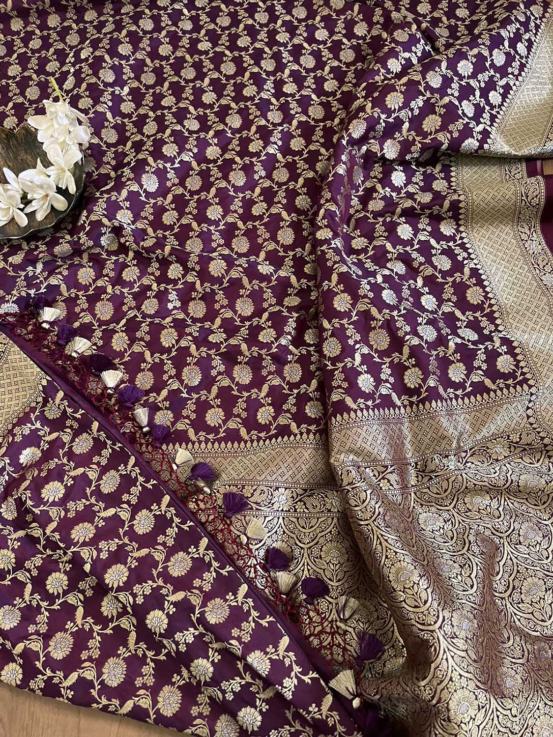 Elegant Purple Banarasi Silk Saree - Luxurion World