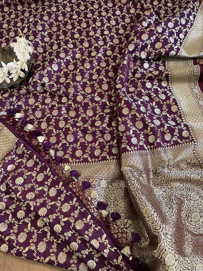Elegant Purple Banarasi Silk Saree - Luxurion World