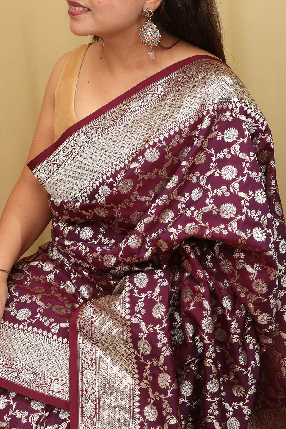 Elegant Purple Banarasi Silk Saree - Luxurion World