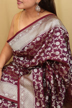 Elegant Purple Banarasi Silk Saree - Luxurion World