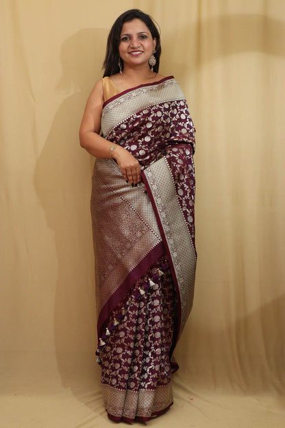 Elegant Purple Banarasi Silk Saree