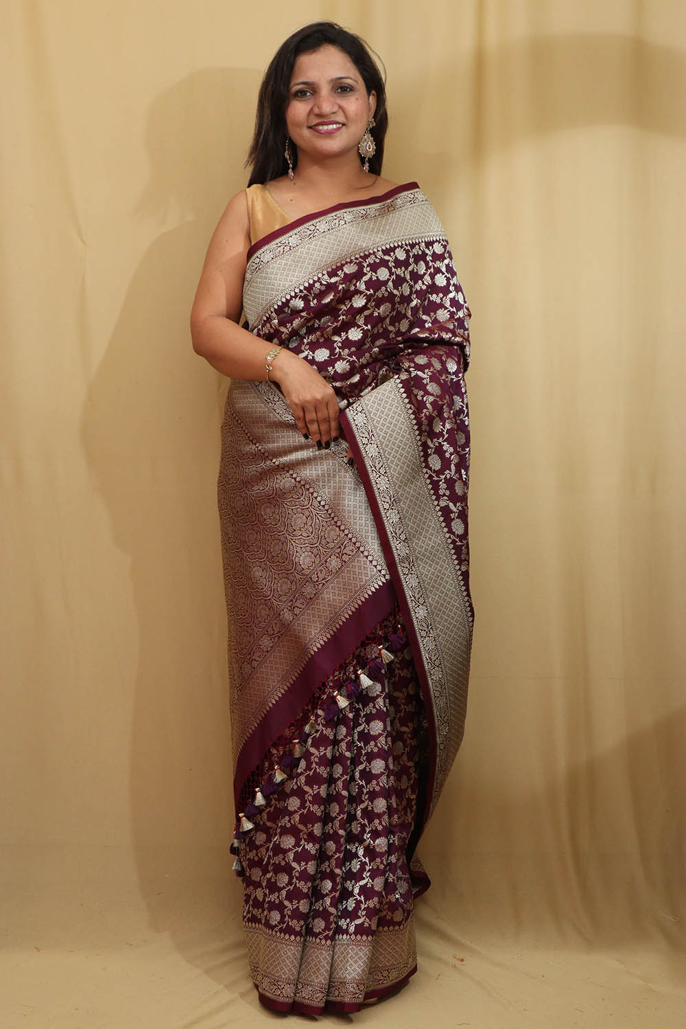 Elegant Purple Banarasi Silk Saree - Luxurion World