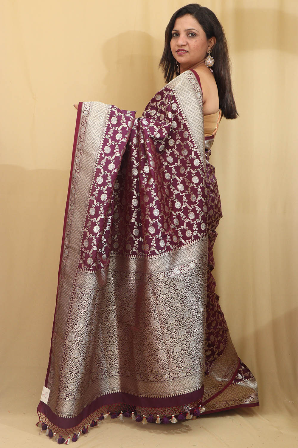 Elegant Purple Banarasi Silk Saree - Luxurion World