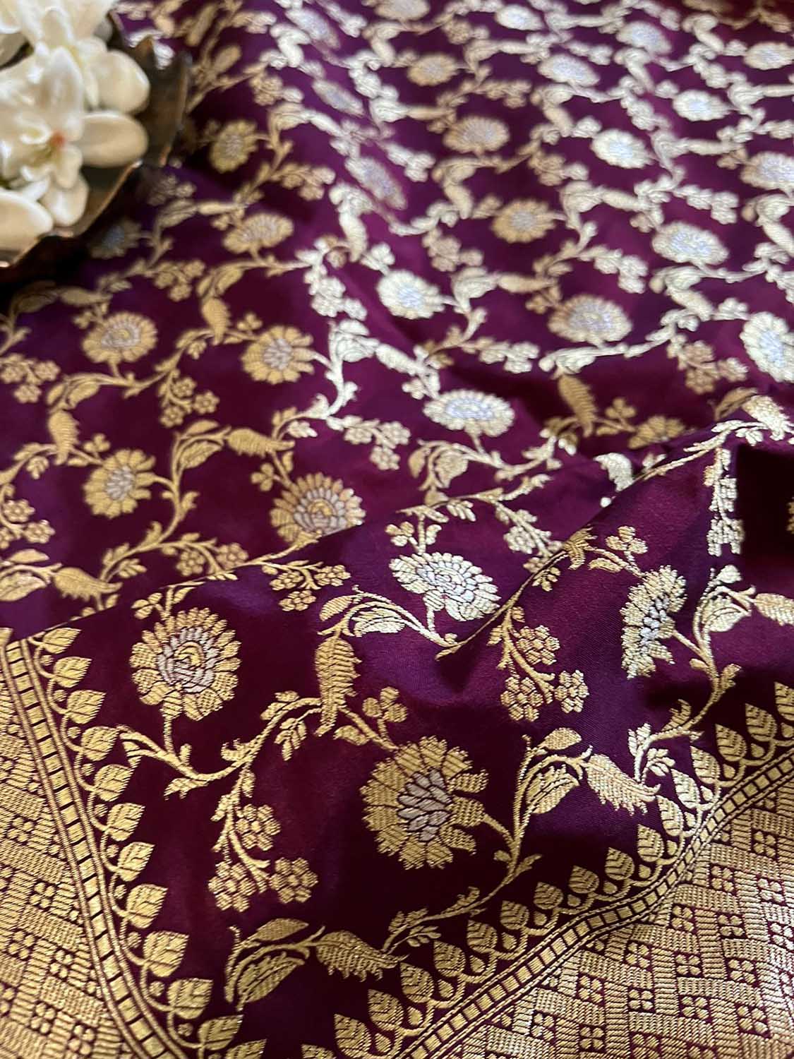 Elegant Purple Banarasi Silk Saree - Luxurion World