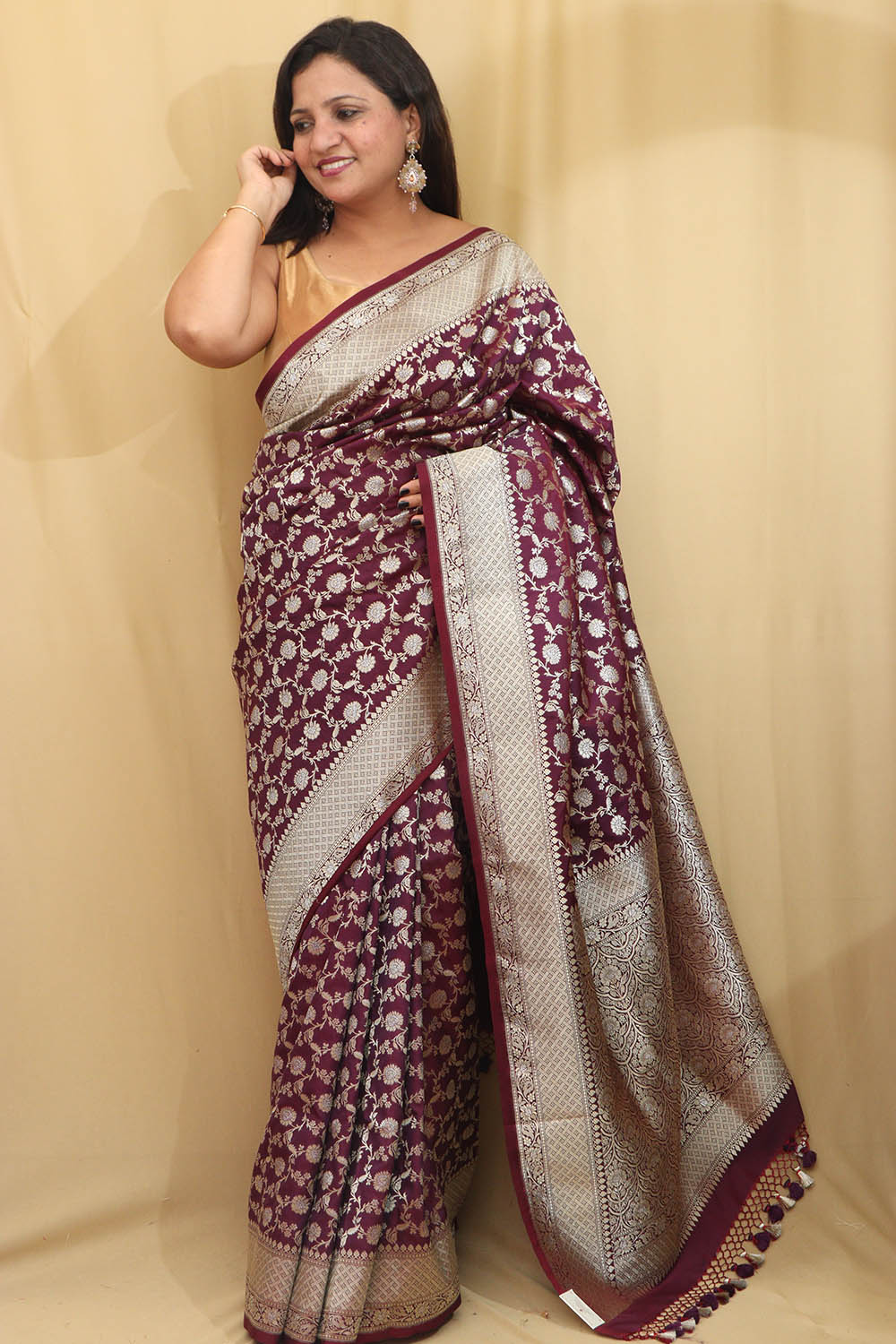 Elegant Purple Banarasi Silk Saree - Luxurion World