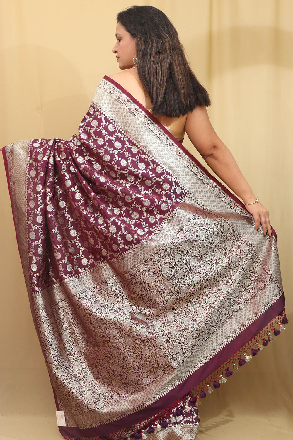Elegant Purple Banarasi Silk Saree - Luxurion World