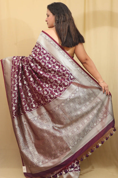 Elegant Purple Banarasi Silk Saree - Luxurion World