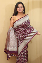 Elegant Purple Banarasi Silk Saree - Luxurion World