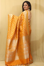 Golden Glow: Elegant Yellow Banarasi Silk Saree - Luxurion World