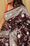 Elegant Brown Banarasi Silk Saree: Perfect for Special Occasions - Luxurion World