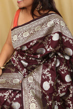 Elegant Brown Banarasi Silk Saree: Perfect for Special Occasions - Luxurion World