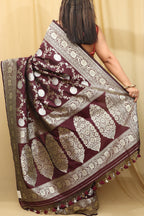 Elegant Brown Banarasi Silk Saree: Perfect for Special Occasions - Luxurion World