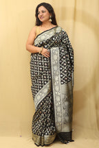 Elegant Black Banarasi Silk Saree - Timeless Beauty - Luxurion World