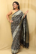 Elegant Black Banarasi Silk Saree - Timeless Beauty - Luxurion World