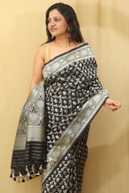 Elegant Black Banarasi Silk Saree - Timeless Beauty - Luxurion World