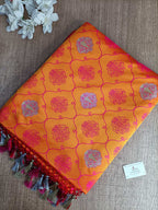 Timeless Beauty: Elegant Orange & Pink Banarasi Silk Saree - Luxurion World